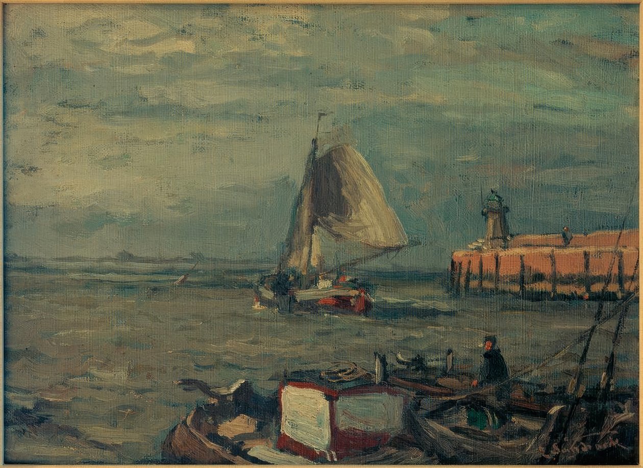 Pier with Lighthouse (Emden) II by Leonhard Sandrock