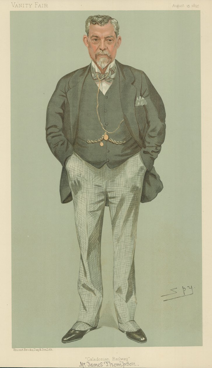 Mr James Thompson, Caledonian Railway, 15 August 1895, Vanity Fair cartoon by Leslie Matthew Ward