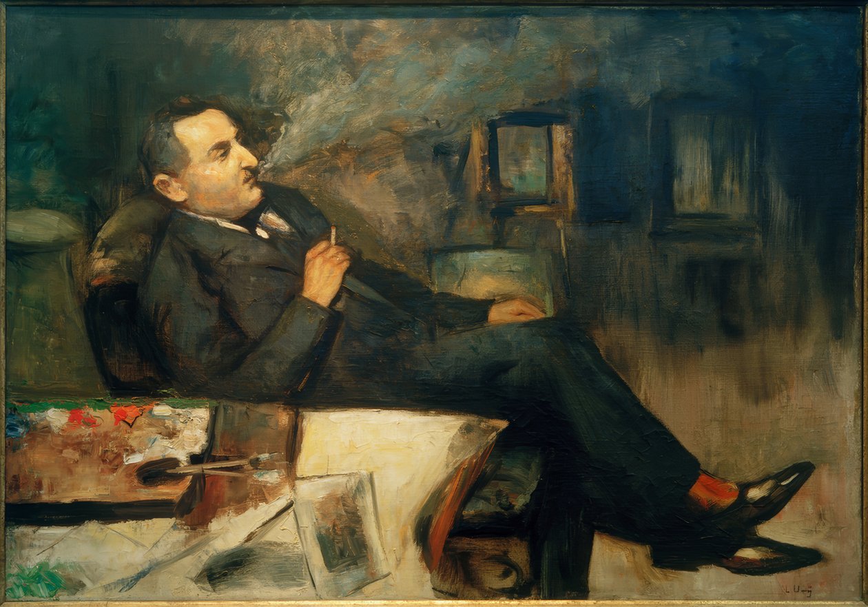 Lesser Ury Smoking in the Studio (Self-Portrait) by Lesser Ury