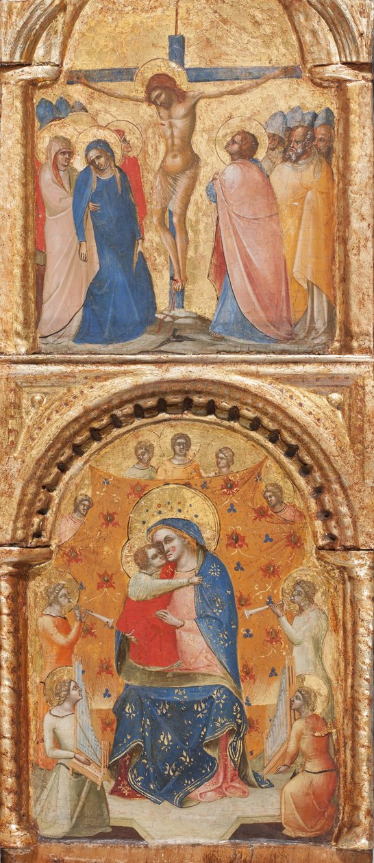 (Detail) Madonna and Child with Angels, the Crucifixion, and Twelve Apostles or Saints by Lorenzo Veneziano