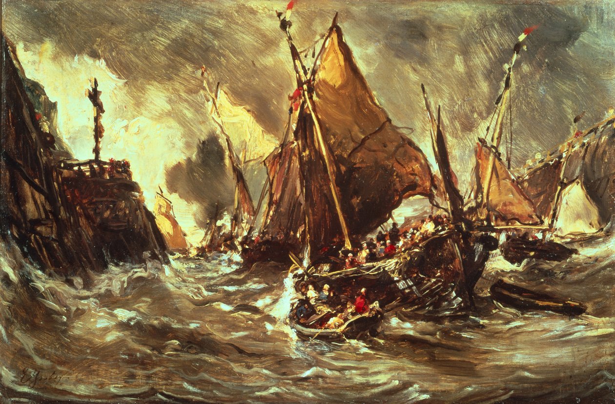 Ships in a Storm by Eugene Isabey