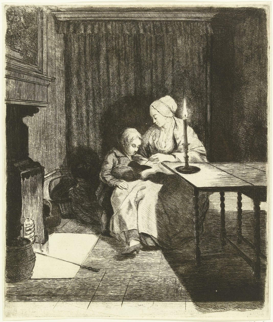 Mother Teaching Her Son by Louis Bernard Coclers