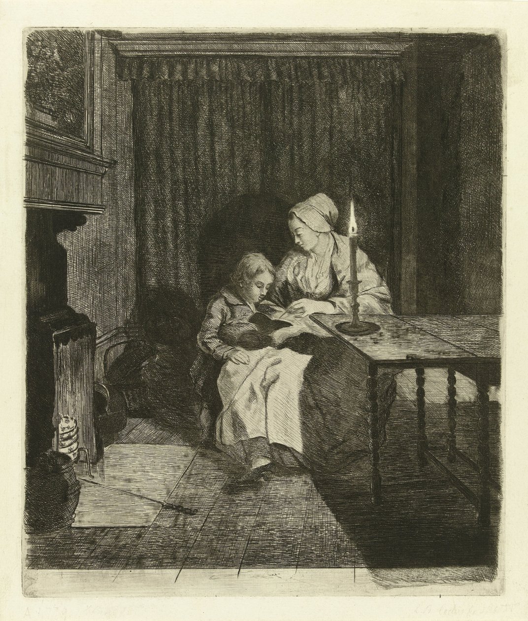 Mother Teaching Her Son by Louis Bernard Coclers