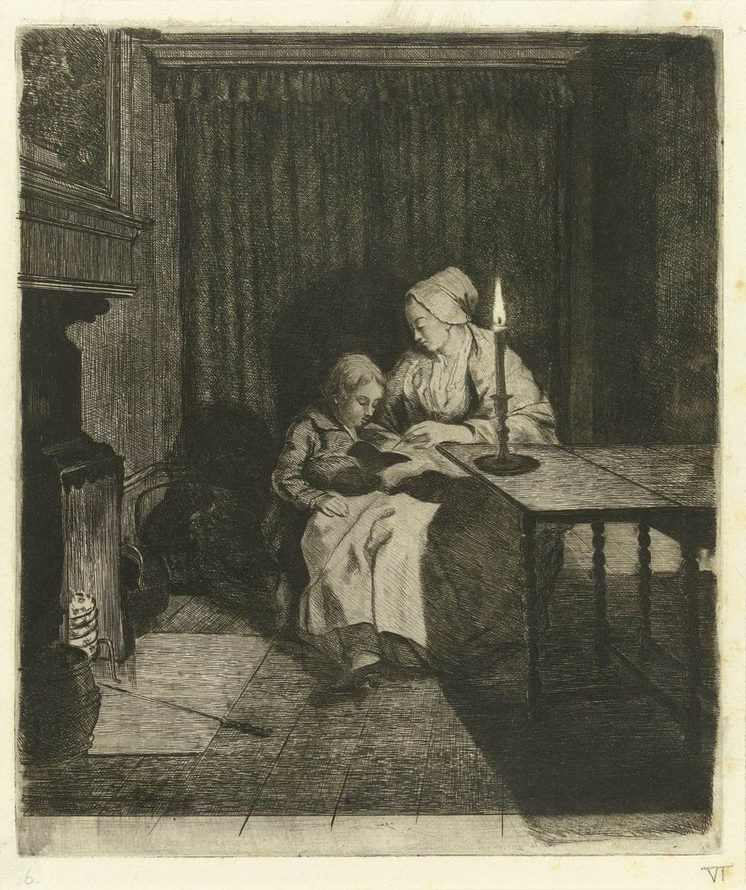 Mother Teaching Her Son by Louis Bernard Coclers