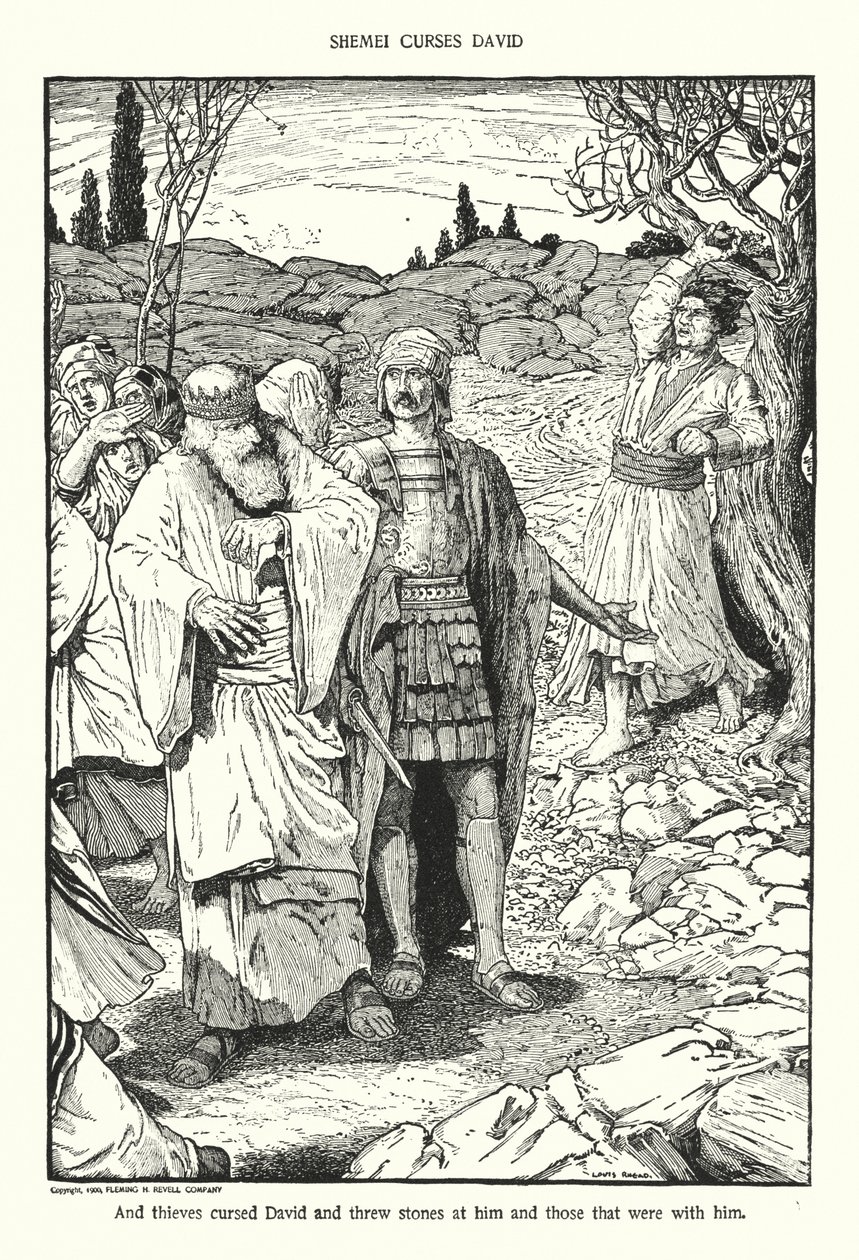 Shimei curses David by Louis John Rhead