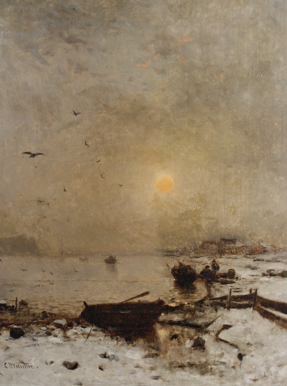 Sunset over a Lake by Ludvig Munthe