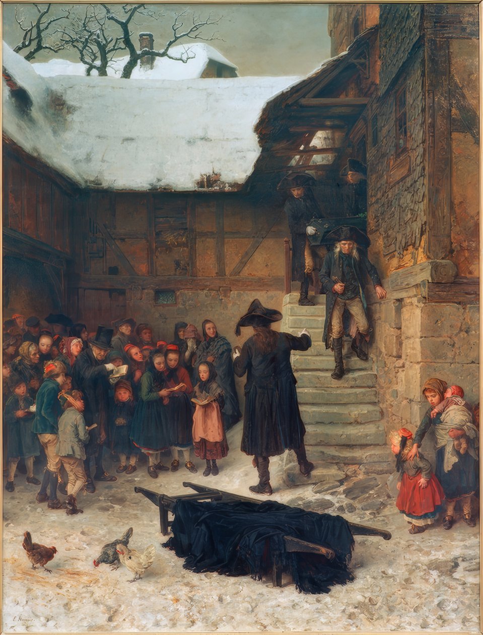 Hessian Funeral Procession in Winter by Ludwig Knaus