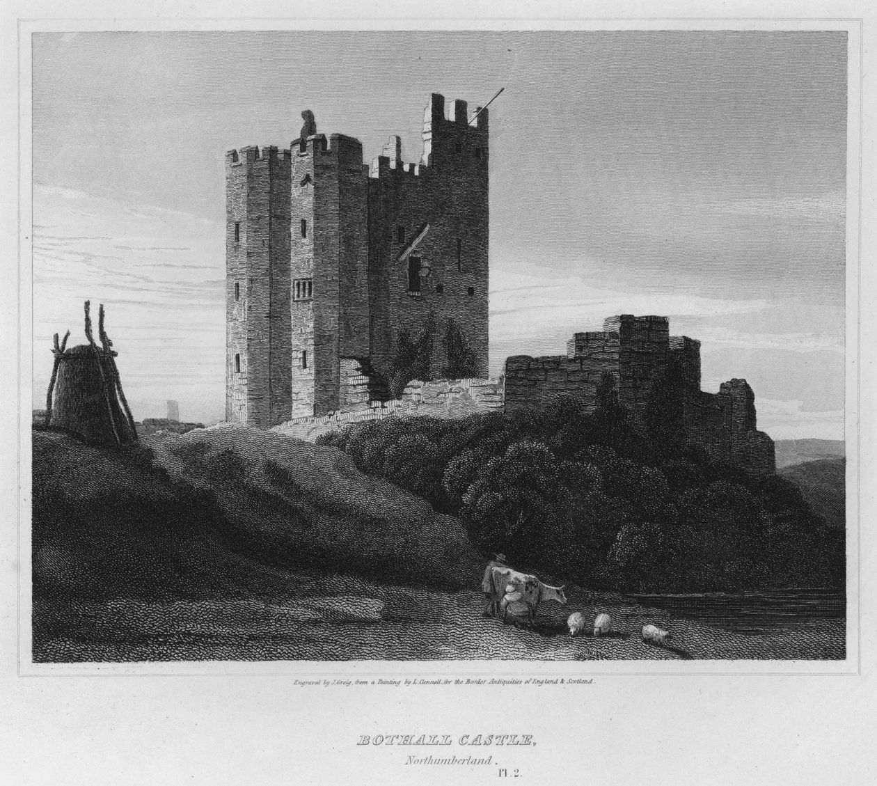 Bothall Castle, Northumberland by Luke (after) Clennell