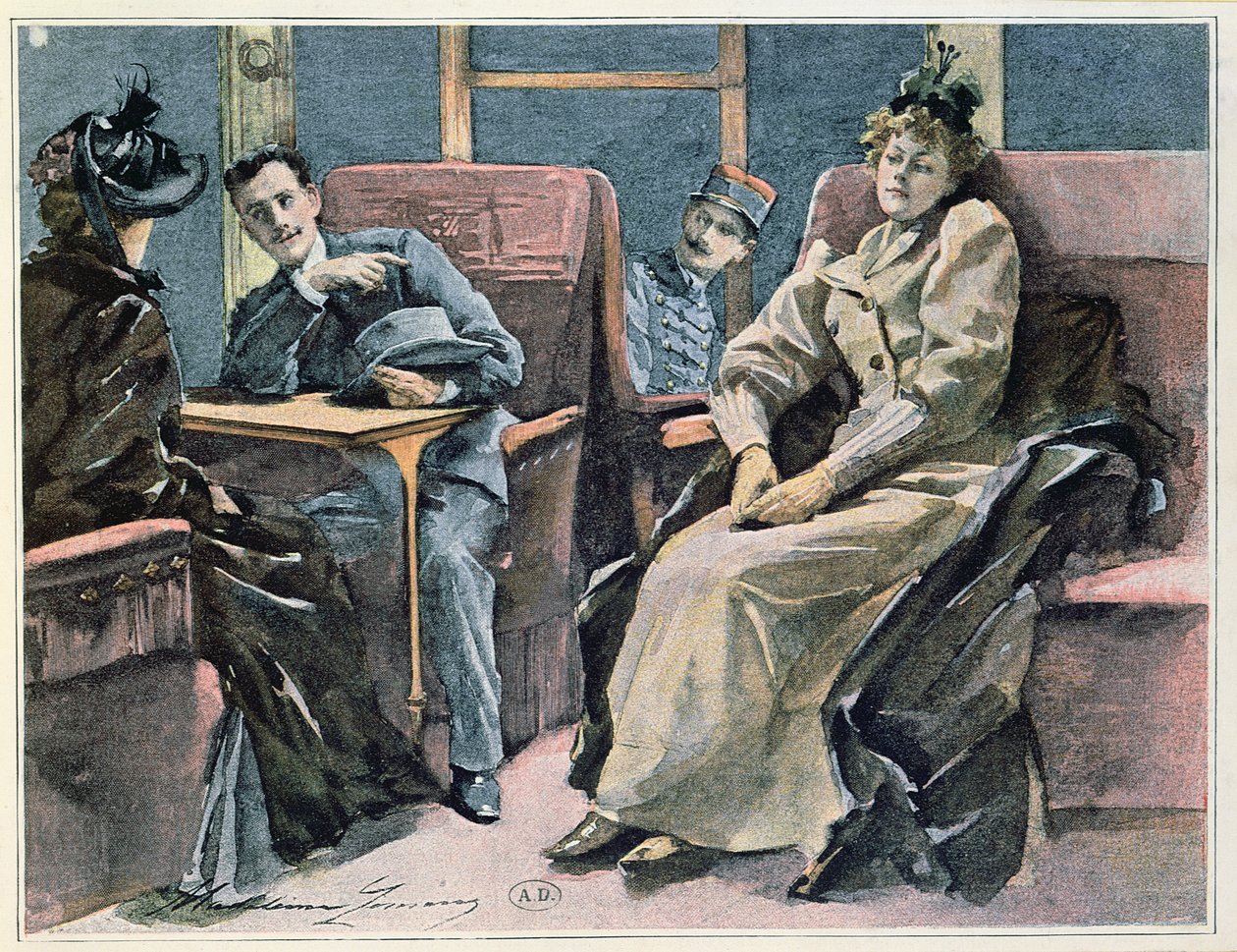 Scene in a Train by Madeleine Lemaire