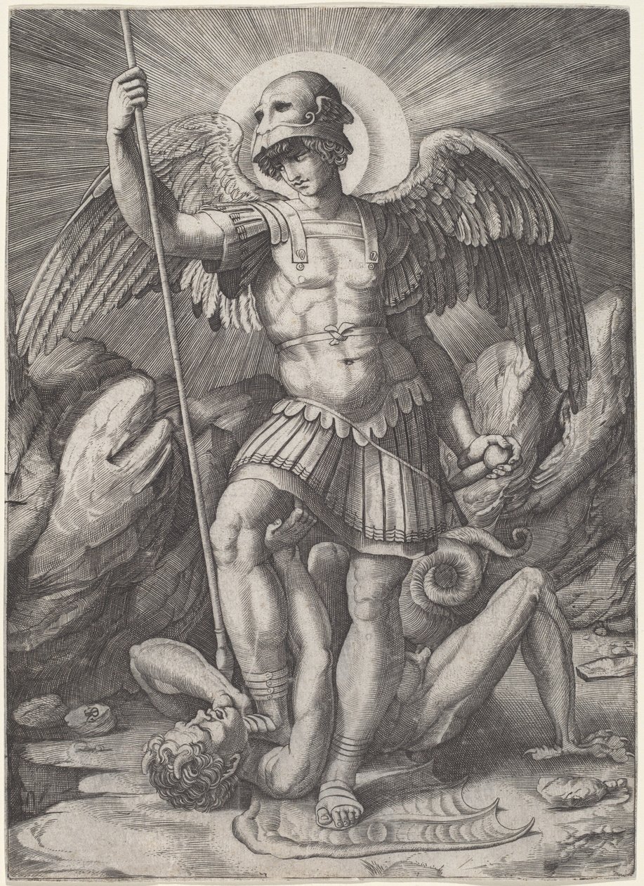 Saint Michael by Marco Dente after Raphael