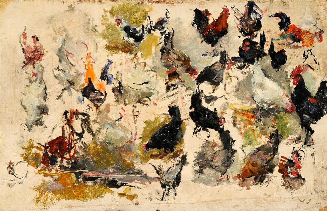 Roosters Study by Marià Fortuny