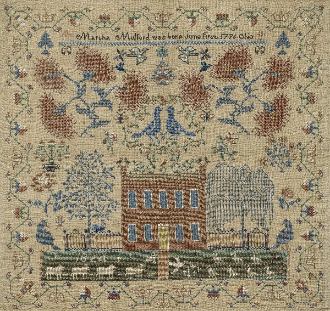 Sampler, 1824 by Martha Mulford