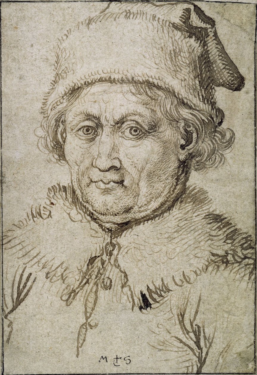 Bust-Length Image of an Old Man with Fur Collar and Hat by Martin Schongauer