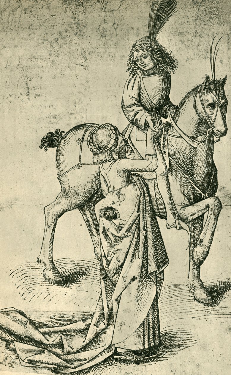 Rider and woman by Martin Schongauer