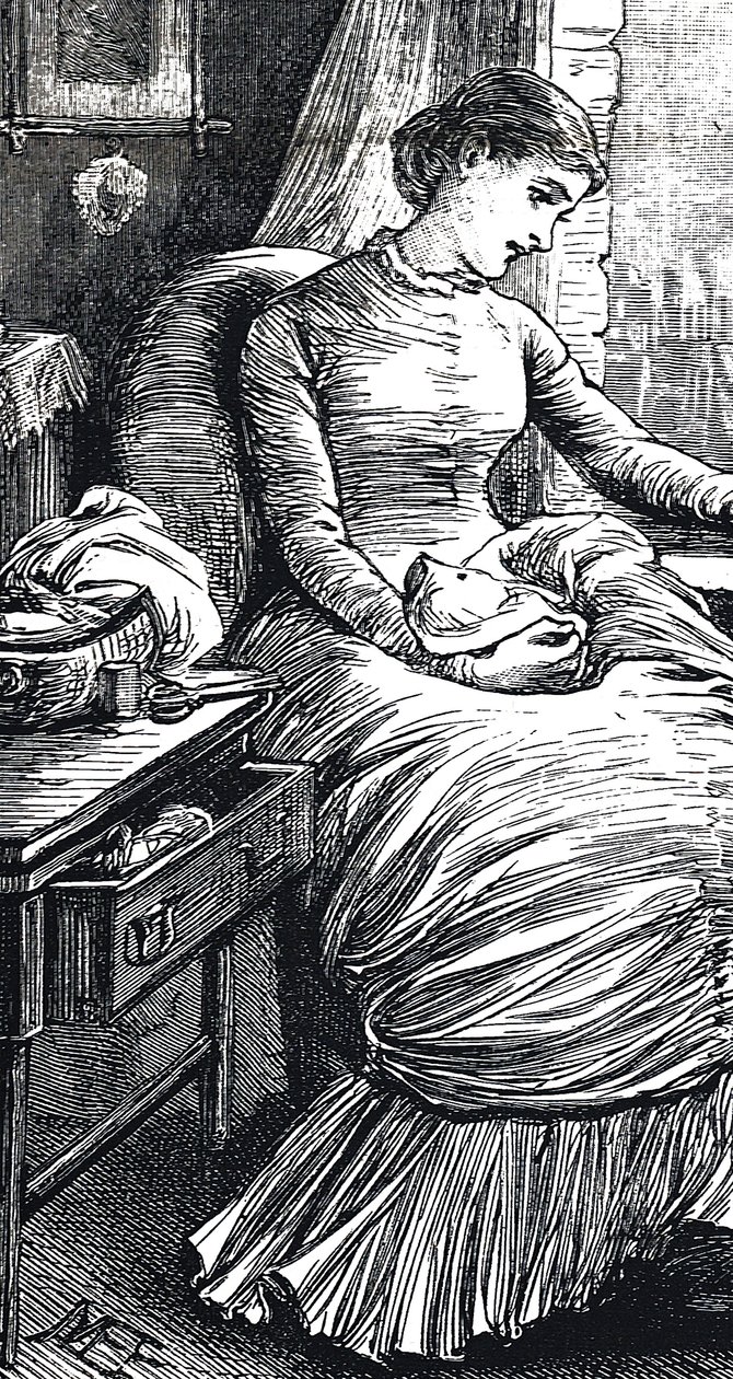 Woman Pausing from Her Mending by Mary Ellen Edwards