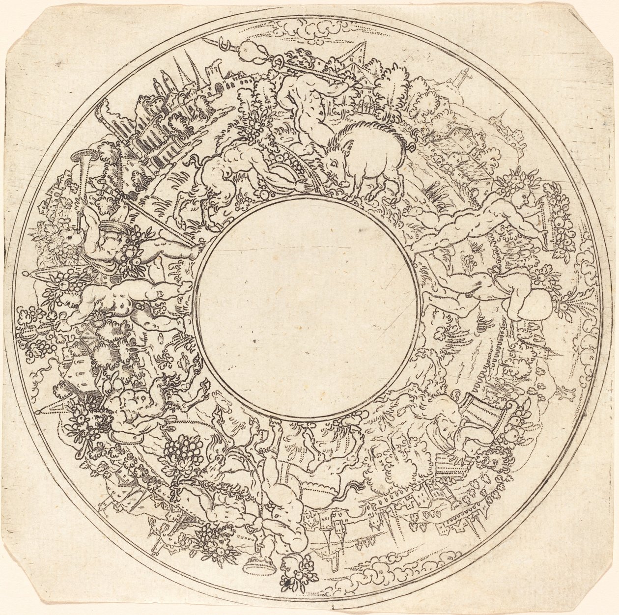 Bacchus on a Donkey by Master IS.