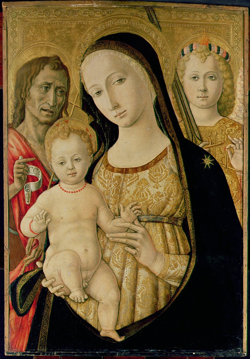 Madonna and Child with St. John the Baptist and St. Michael the Archangel by Matteo di Giovanni di Bartolo