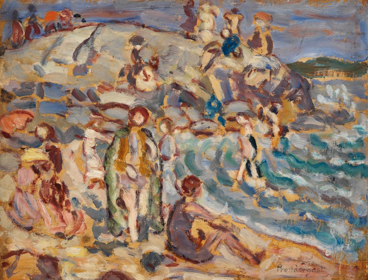 Beach Scene and Hill by Maurice Brazil Prendergast