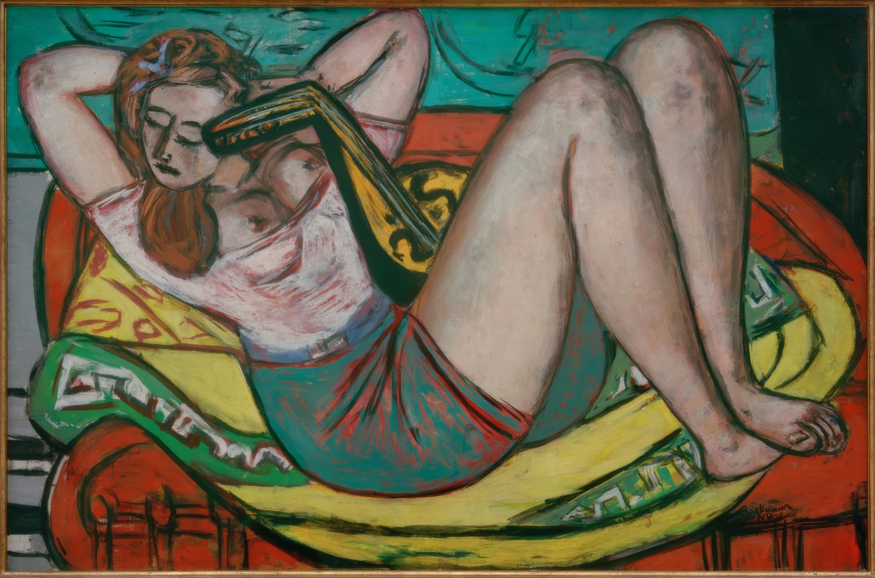 Woman with Mandolin in Yellow and Red by Max Beckmann