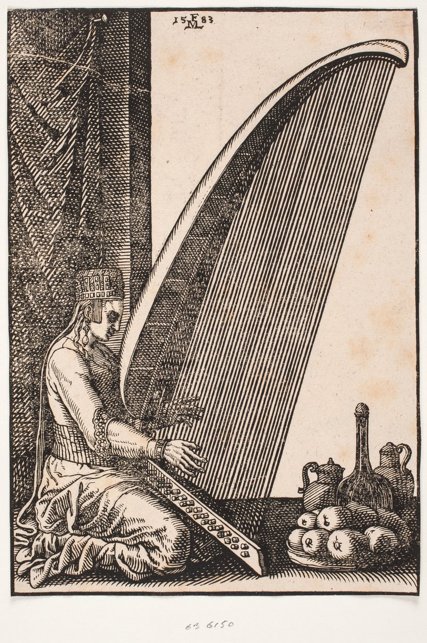 A Harpist by Melchior Lorck