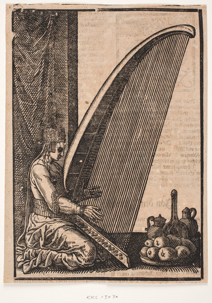 Female Harp Player by Melchior Lorck