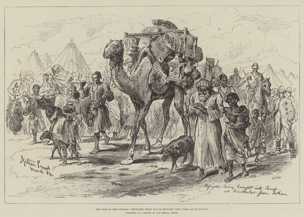 The War in the Soudan, Refugees from Tokar brought into Camp at Trinkitat by Melton Prior