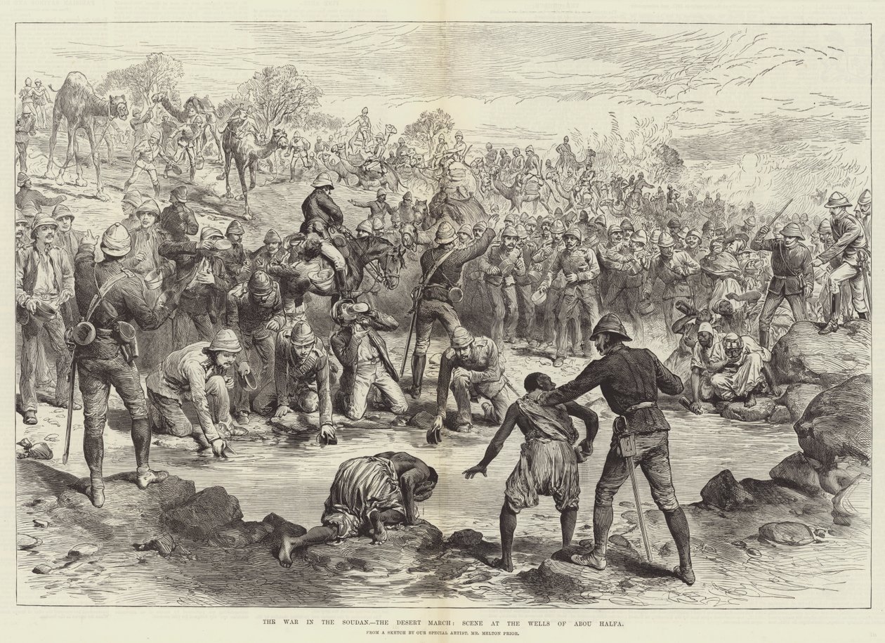 The War in the Soudan, the Desert March, Scene at the Wells of Abou Halfa by Melton Prior