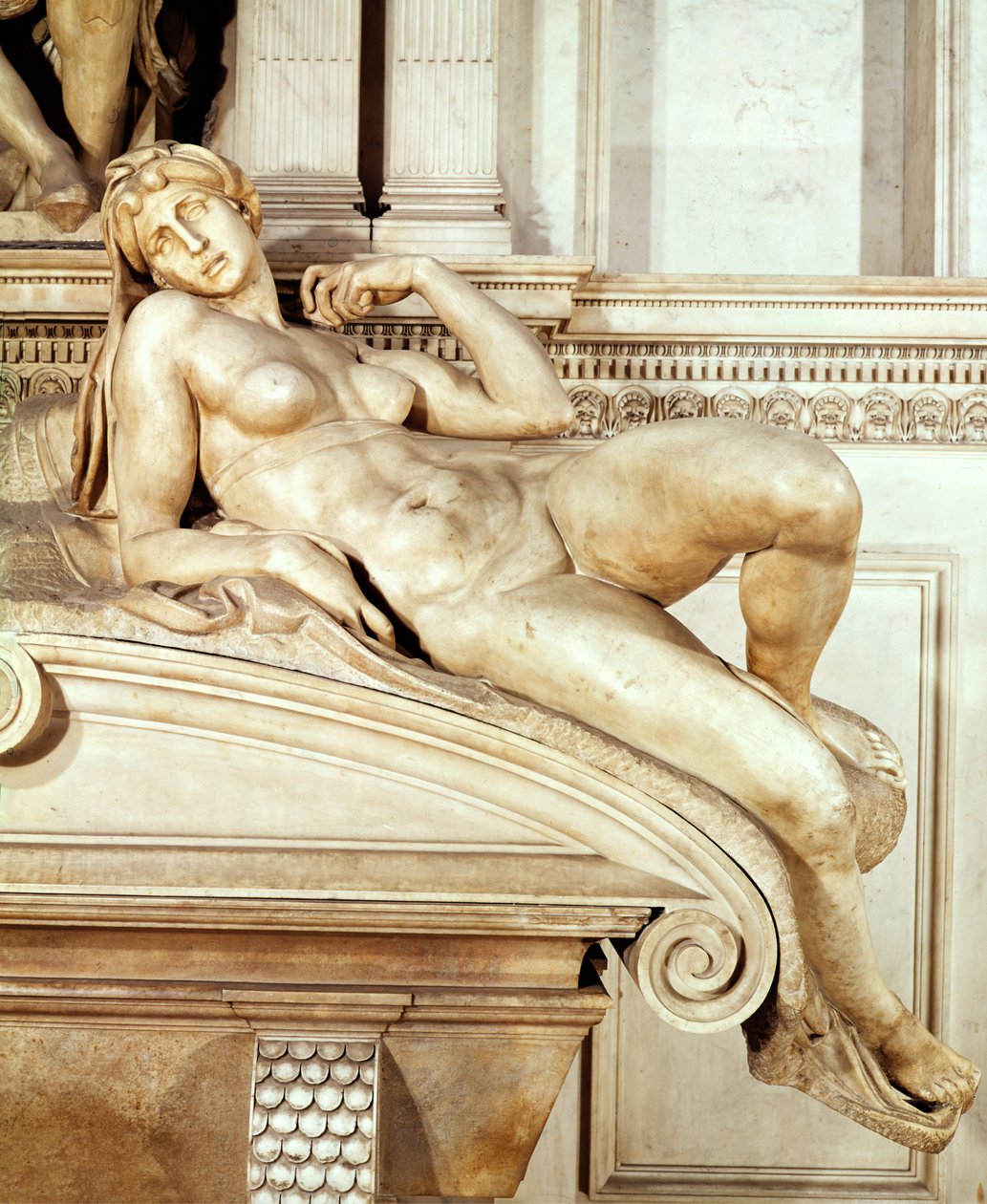 The Tomb of Lorenzo de Medici (detail of Dawn) by Michelangelo Buonarroti