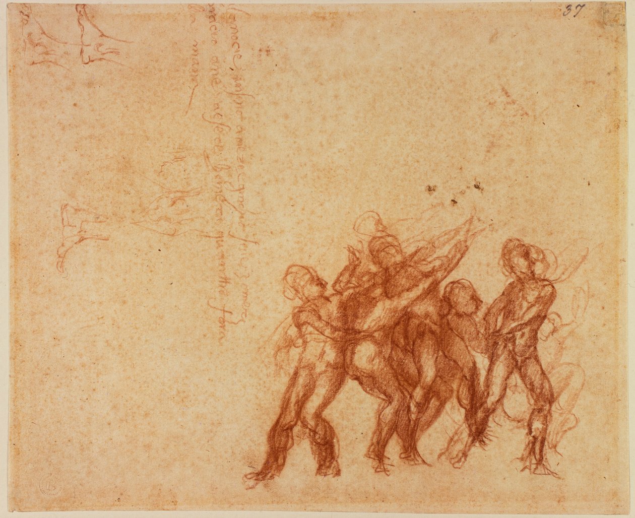 Studies of nude figures by Michelangelo (after) Buonarroti