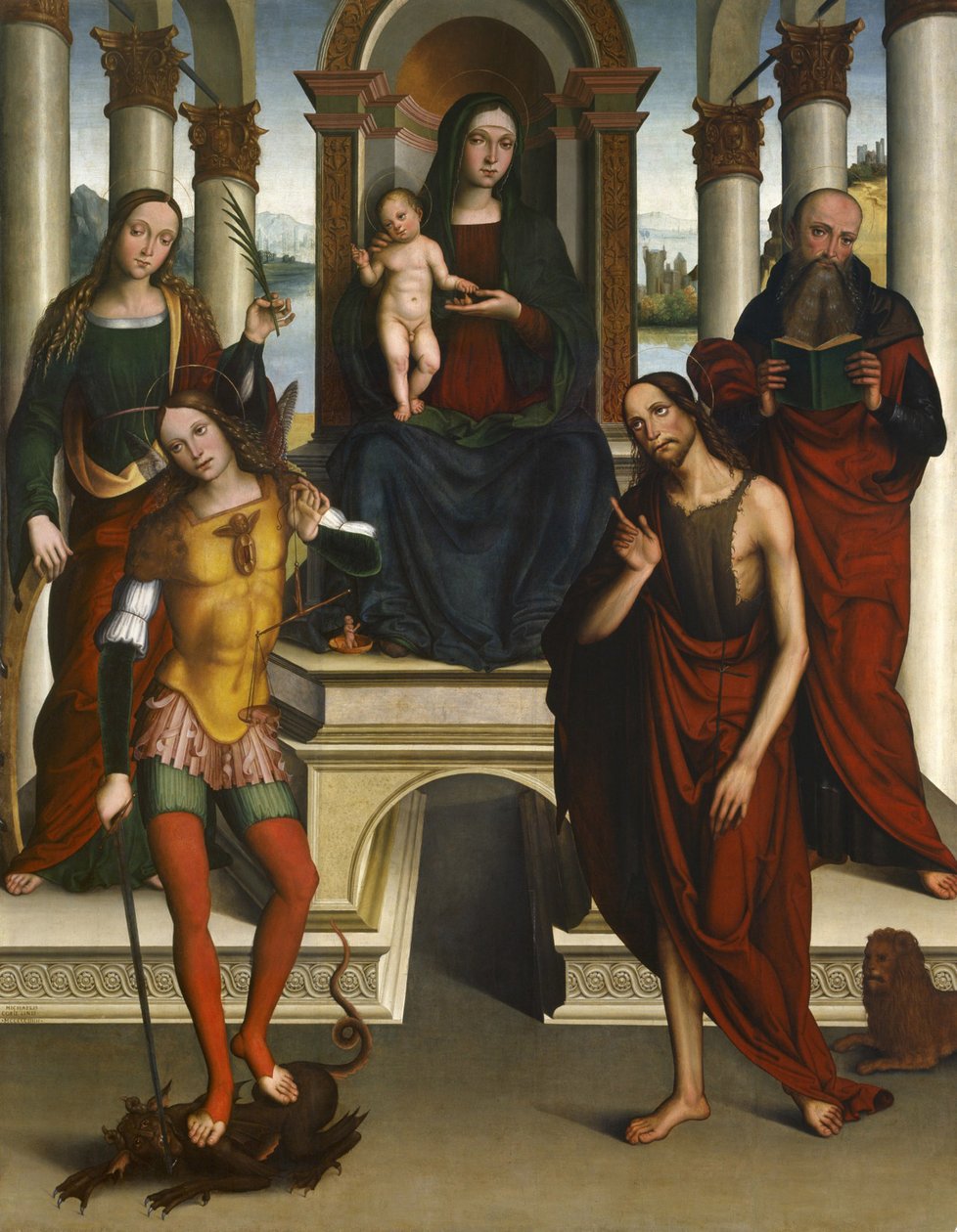 Madonna and Child Enthroned with Saints by Michele di Luca dei Coltellini