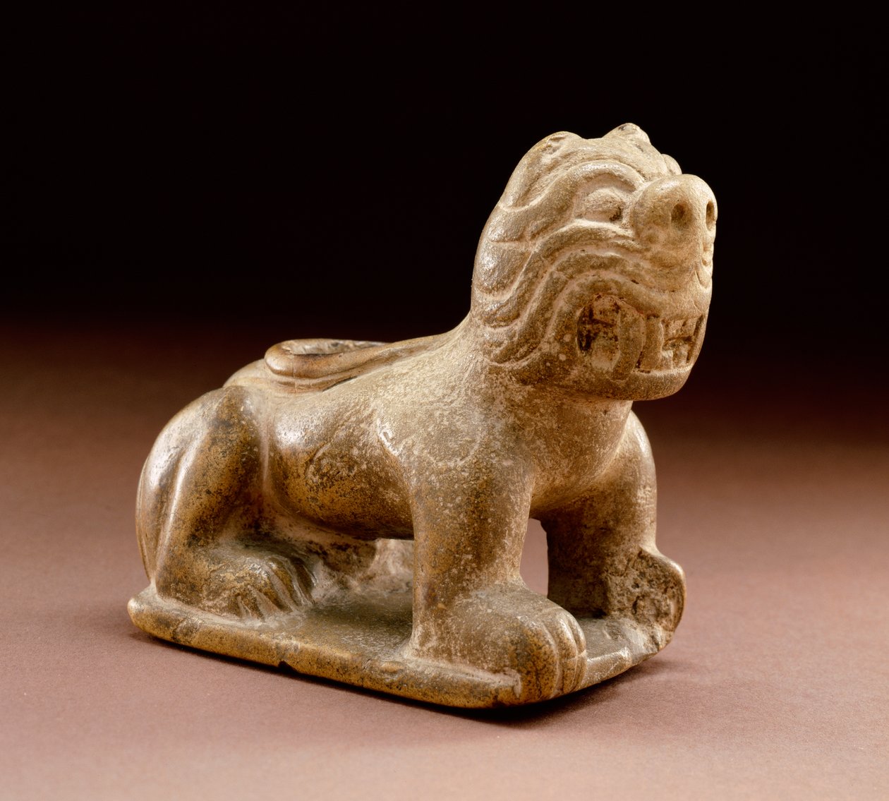 Feline effigy pipe, 1200-1500 by Mississippian culture