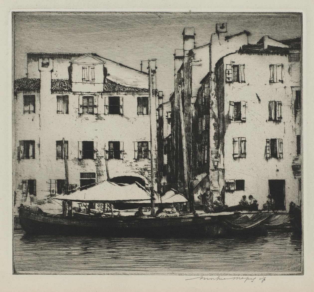 Boats on a Canal, Venetian Island by Mortimer Menpes