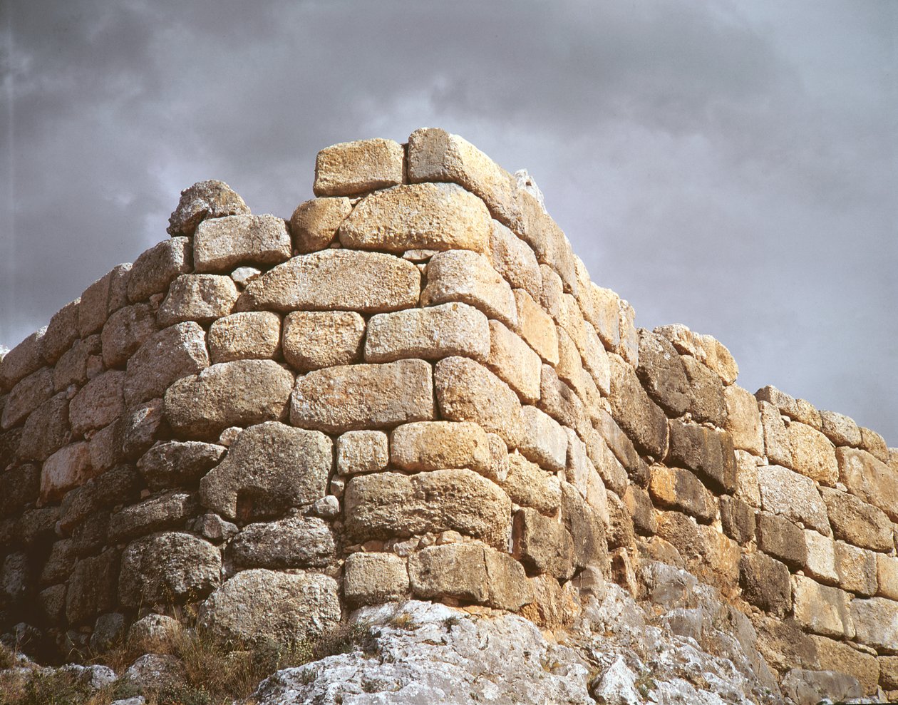 Detail of a stone wall by Mycenaean