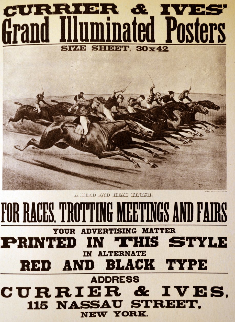 Grand Illuminated Posters for Races, Trotting Meetings and Fairs by N. and Ives, J.M. Currier