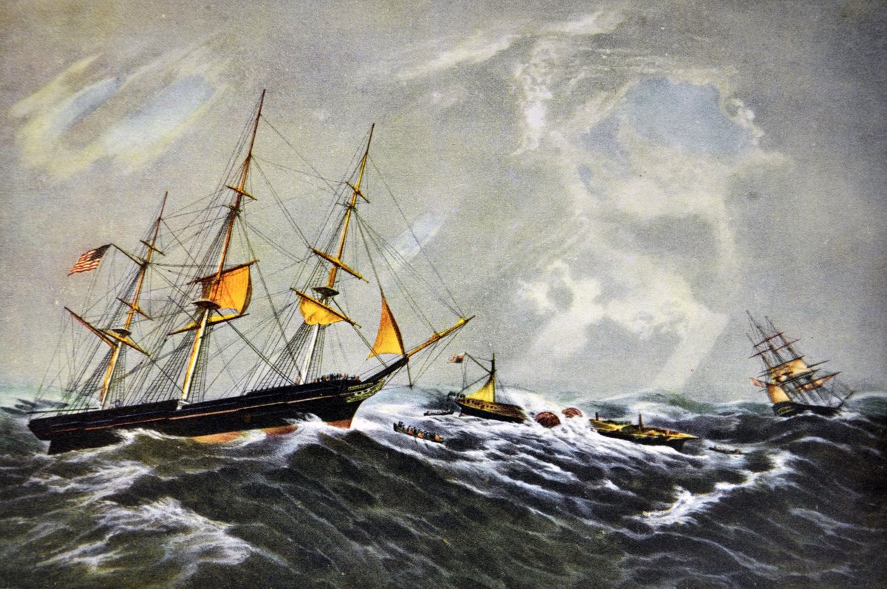 The Wreck of the Steam Ship San-Francisco by N. and Ives, J.M. Currier