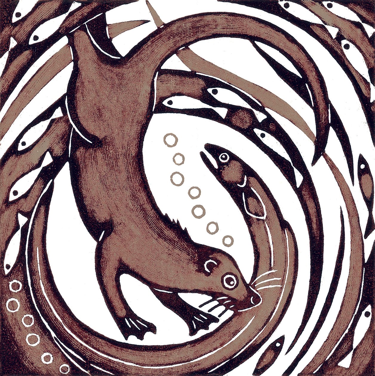 Otter with Eel, 2010 by Nat Morley