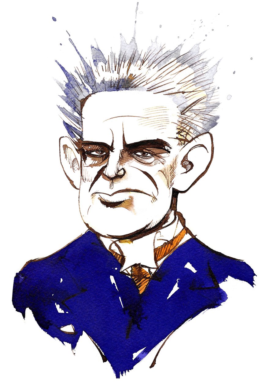 Carl Nielsen, Danish composer and conductor (1865-1931); color caricature by Neale Osborne
