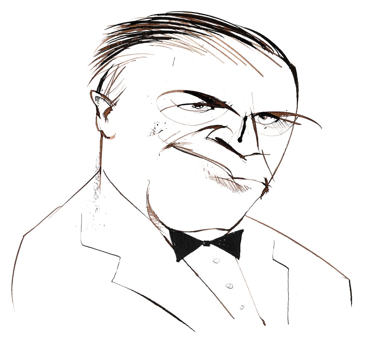Ferde Grofé, American composer, arranger and pianist; caricature by Neale Osborne