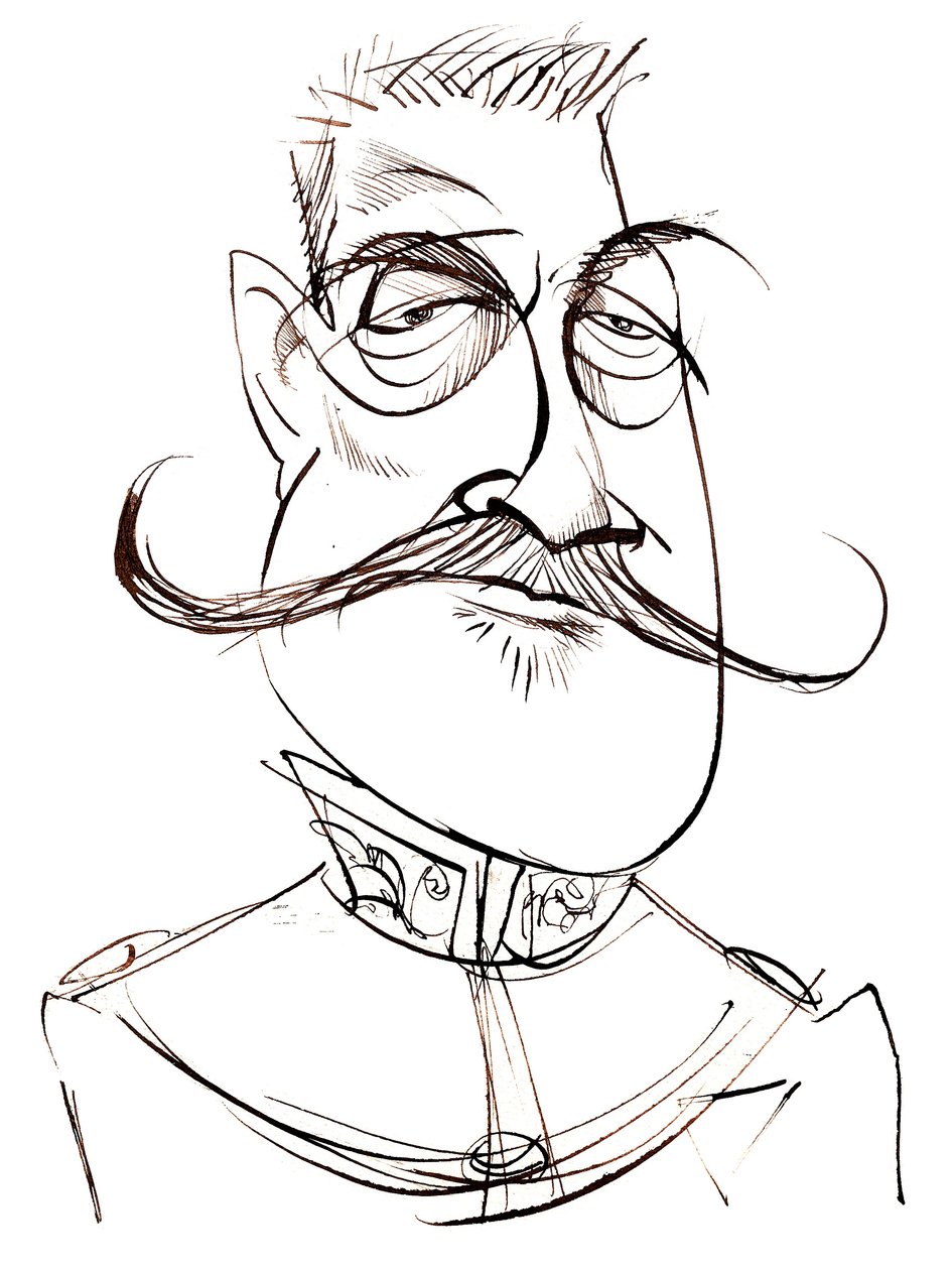 Ferdinand Foch, French Marshal (1851-1929); caricature by Neale Osborne