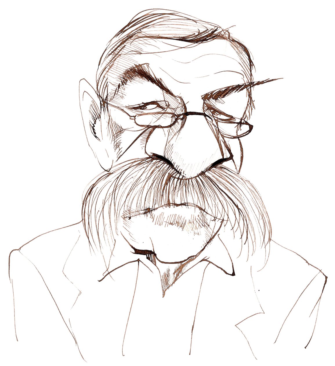 Günter Grass, German novelist, poet, playwright and artist; caricature by Neale Osborne