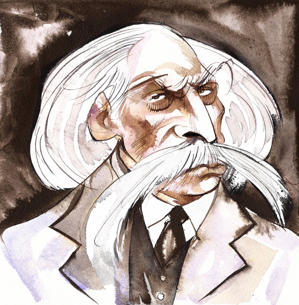 Karl Goldmark, Hungarian composer (1830-1915); color caricature by Neale Osborne