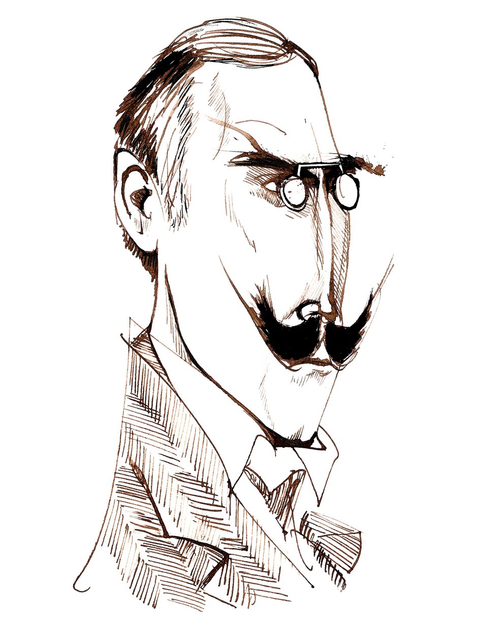 Knut Hamsun - caricature by Neale Osborne