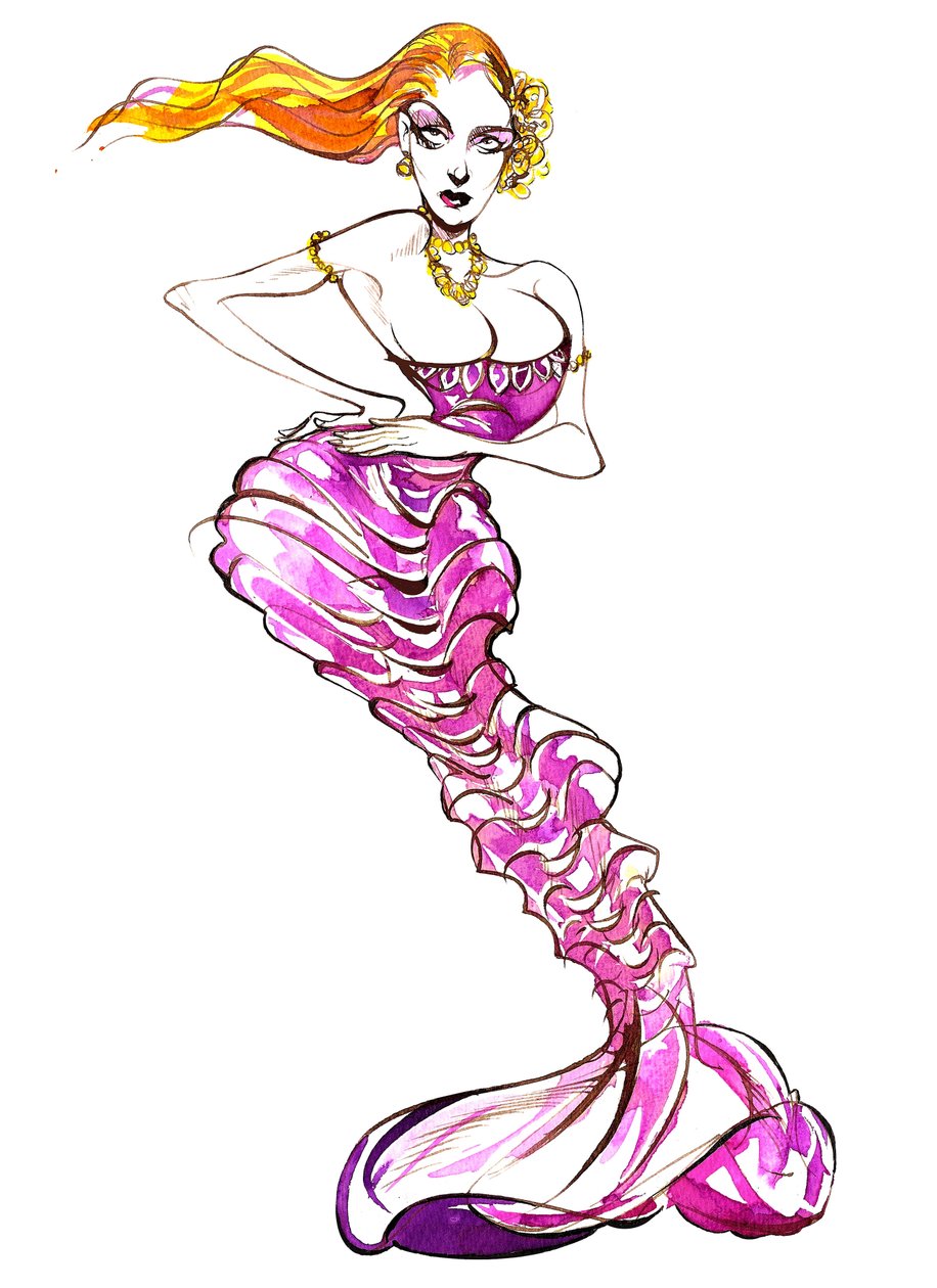 Model wearing a lobster dress by Neale Osborne