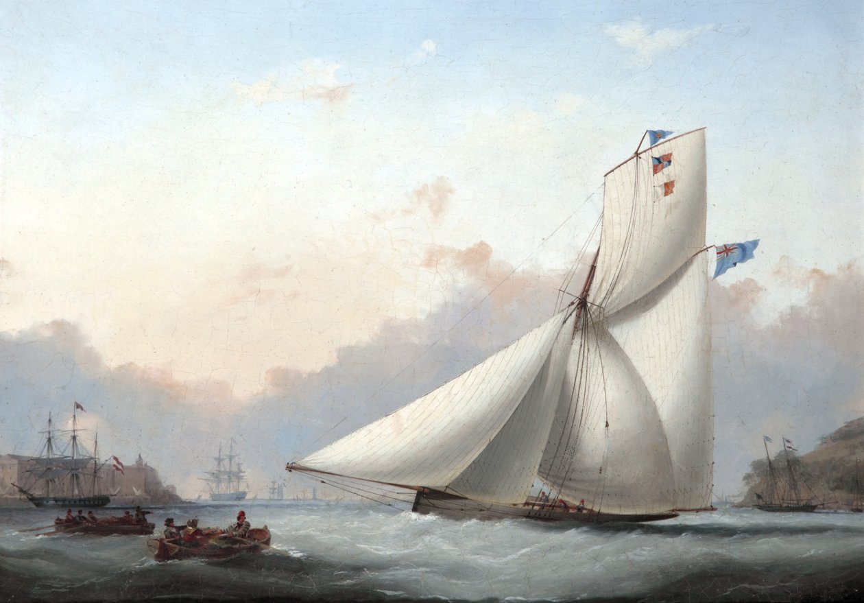 A Cutter Yacht in Plymouth Sound by Nicholas Matthews Condy