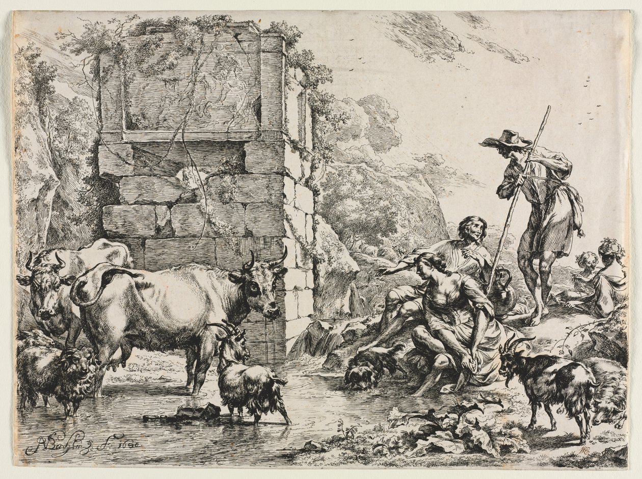 The Cow Drinking by Nicolaes Berchem