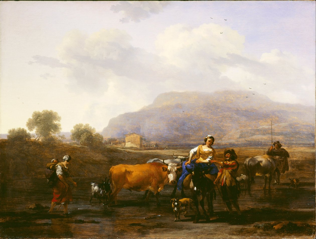 Travelling Peasants (Le Soir) by Nicolaes Pietersz. Berchem