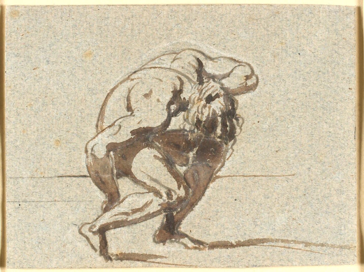 Bent Figure with Left Hand on Neck by Nicolai Abildgaard