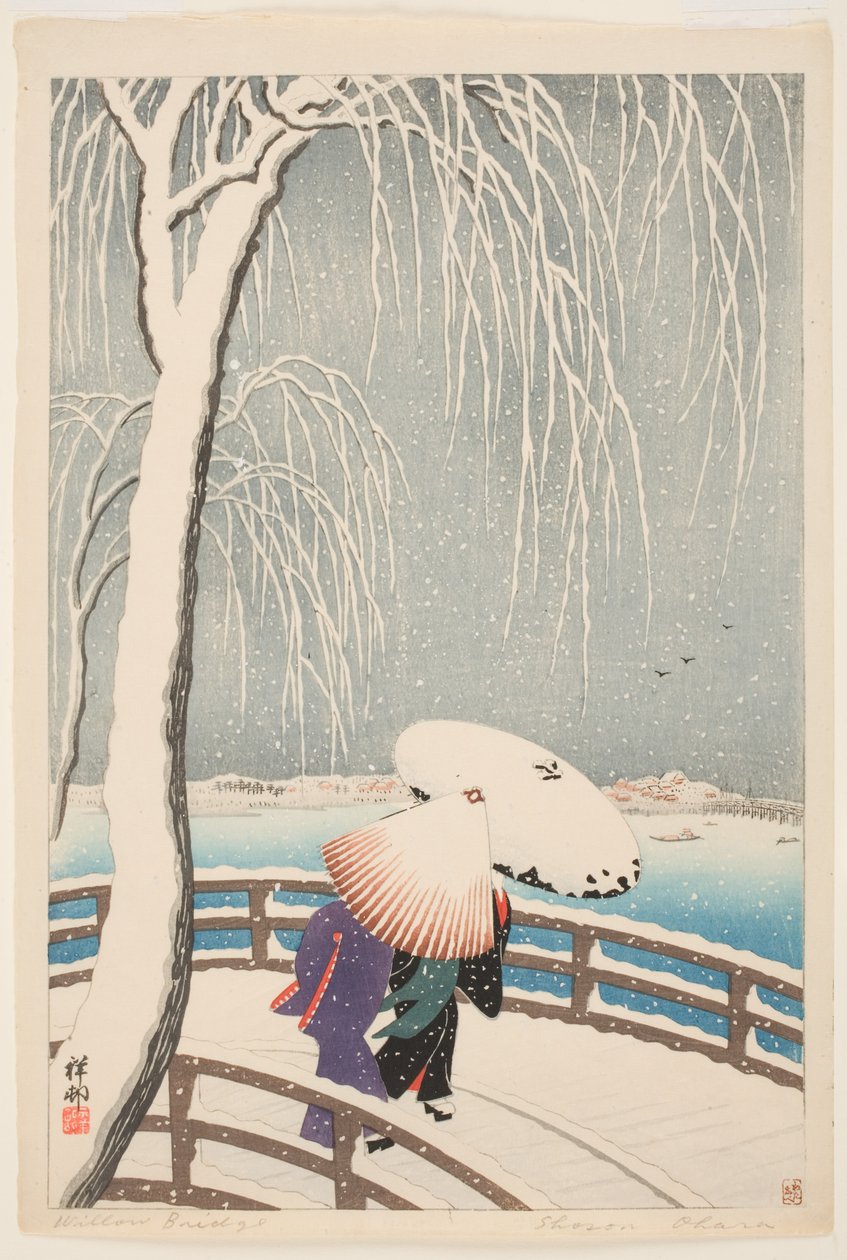 The Willow Bridge by Ohara Koson