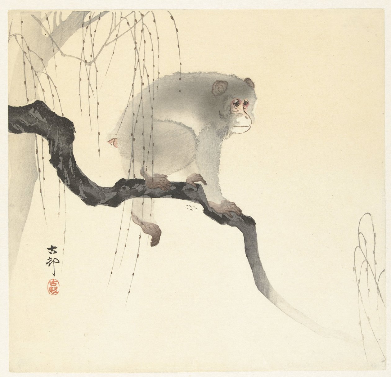 Monkey on Tree Branch by Ohara Koson