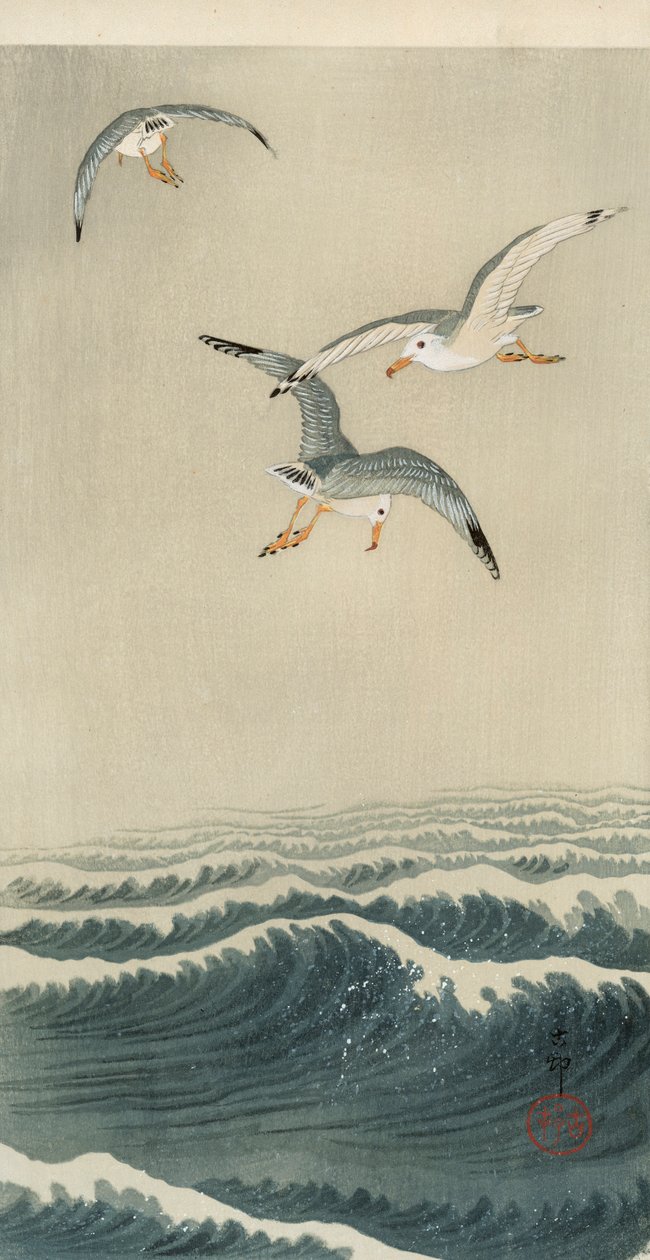 Gulls at Sea by Ohara Koson